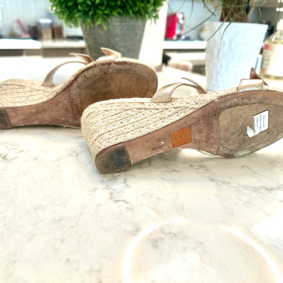 ALEXANDRE BIRMAN Clarita Demi Wedge Golden Raffia Espadrille Wedge Mules Size 37 - Picture 11 of 11